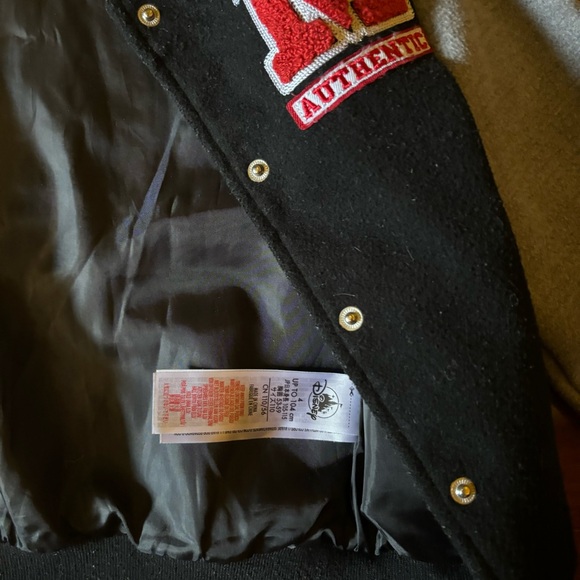 Disney Mickey Mouse Varsity Letterman Jacket Black W Red outerwear Kids Size 4 - Picture 3 of 5